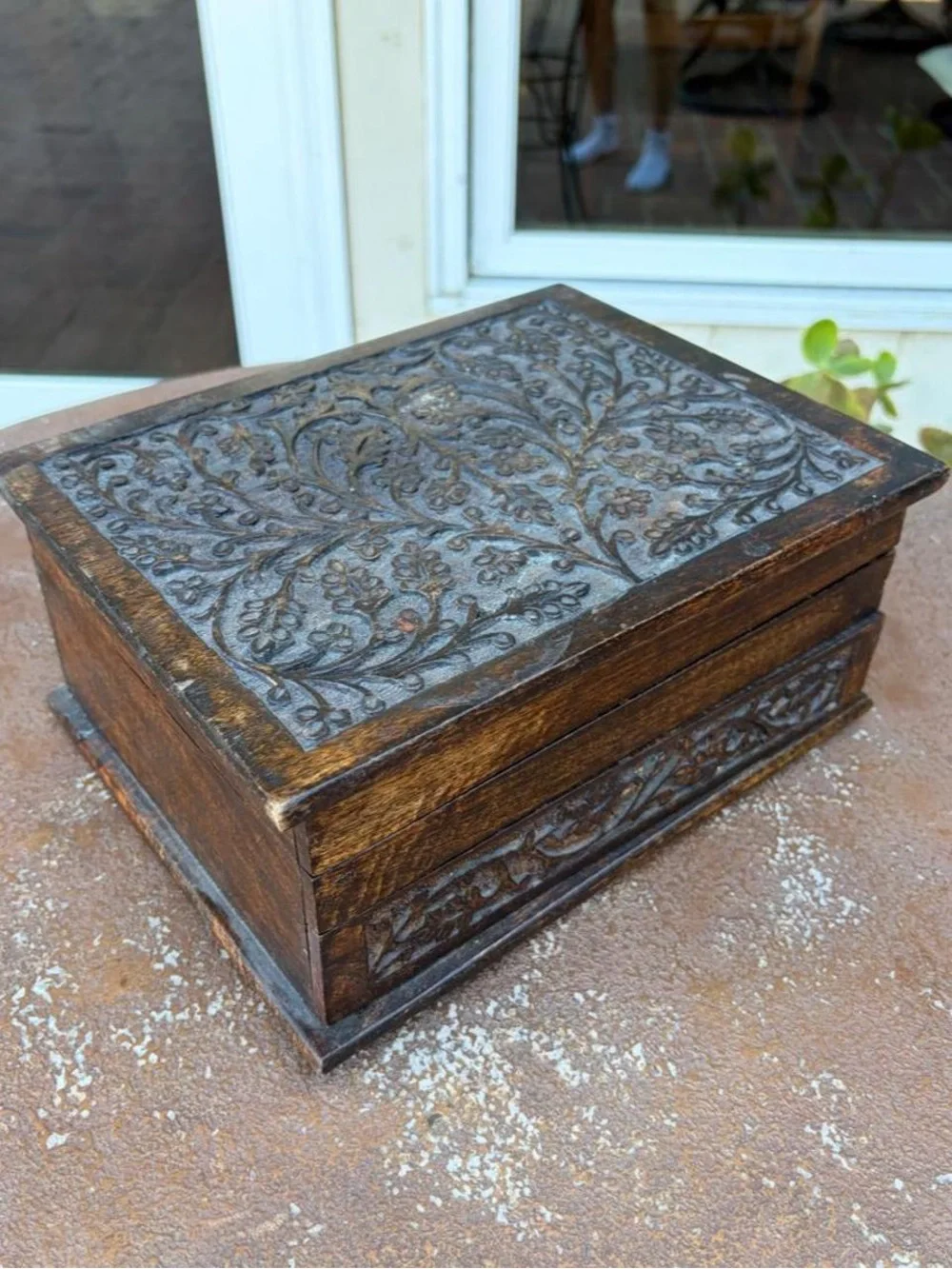 Beautiful World Market Hand Carved wooden Jewelry box